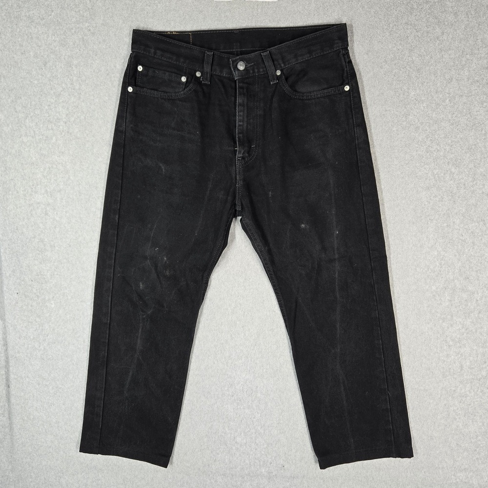 Levi's 505 Men Jeans 34X30 Black Denim Regular Fit Straight Leg READ